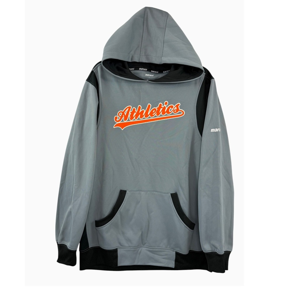 Marucci Athletics Mens L Gray Black Baseball Performance Pullover Hoodie 23x28